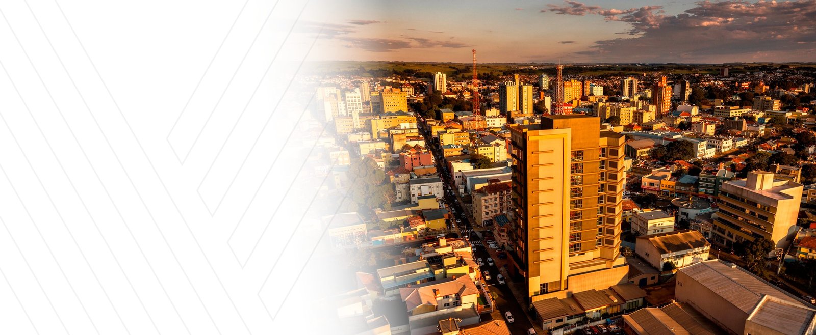 Vista aérea de Vacaria ao entardecer
