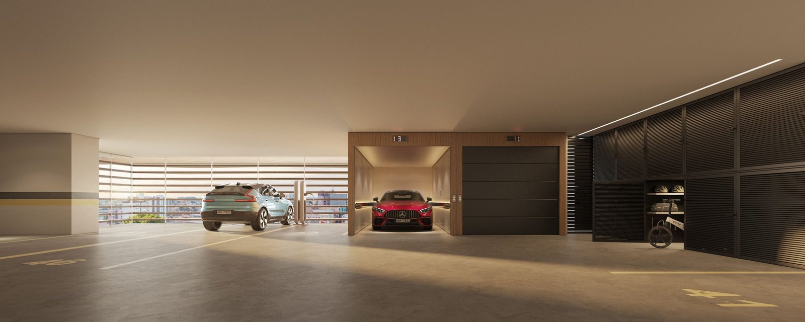 Garagem com elevador exclusivo para veículos